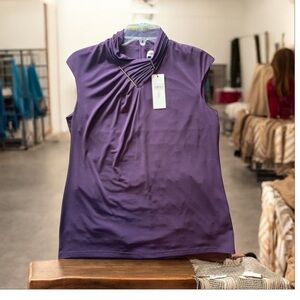 Calvin Klein Woman's Blouse Gold Accent Sz‎ Med NWT MSRP $59.50